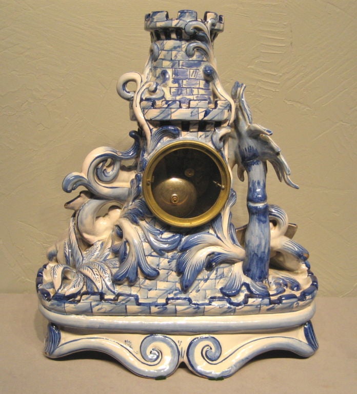 19th Century French Faience Mantle Clock