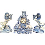 Antique French Faience Mantle Clock