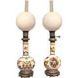Pair of French Faience Lamps