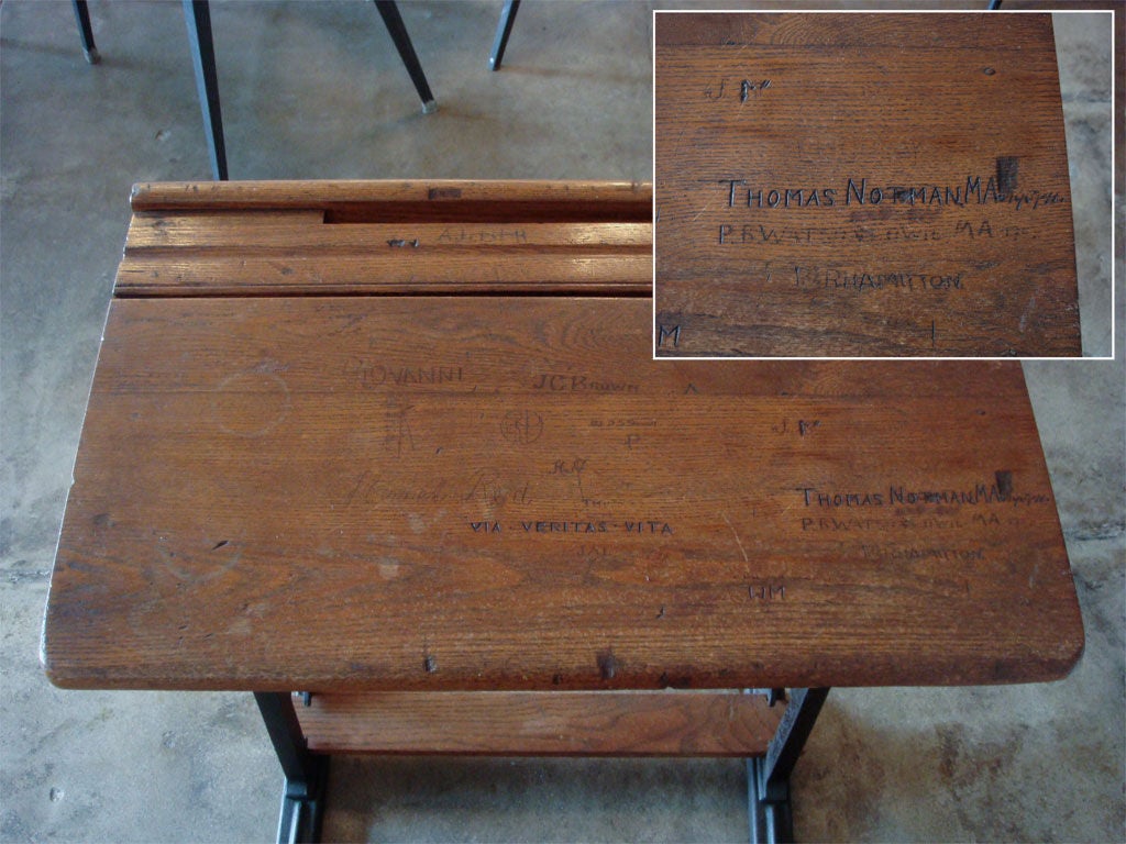 Wood Early 1900's School Desk