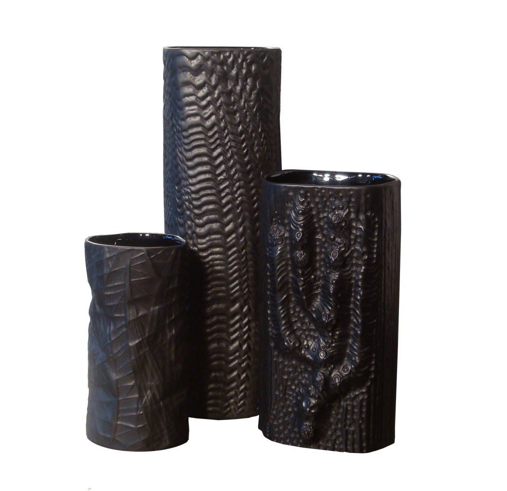 Martin Freyer "Porcelaine Noire" Vases for Rosenthal