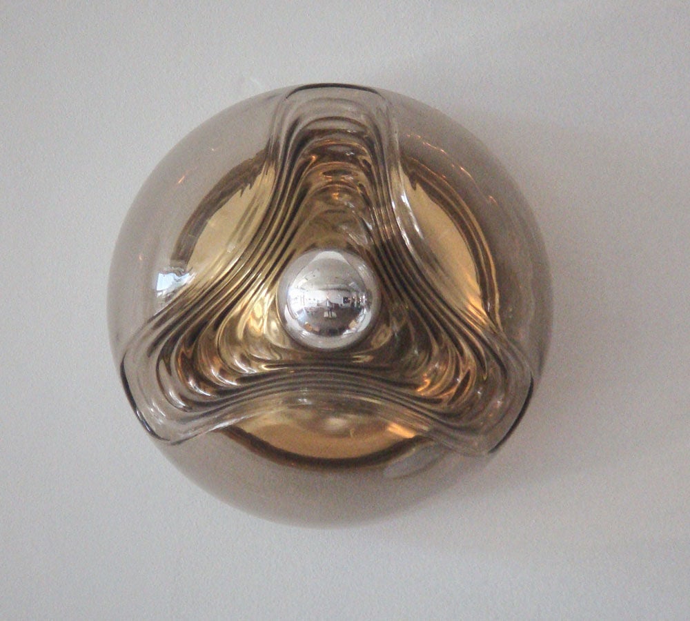 molded glass lights by Peill & Putzler, flush mount - wall or ceiling, various sizes, smoked 10