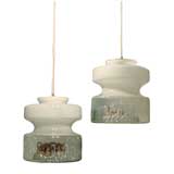 Pair of Mazzega Glass Pendant Lights