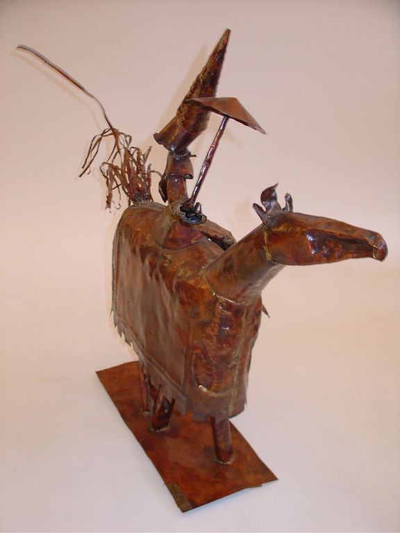 Mid-20th Century Copper Mid Century Sculpture of a Man on a Horse