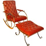 1960's Brass Rocking Chair and Ottoman