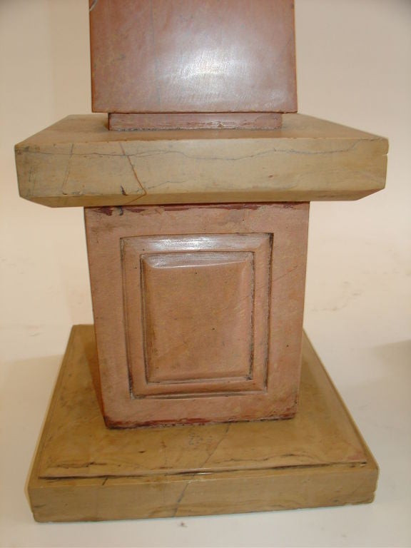 Italian Pair of Nembro Rosato Large Marble Obelisks For Sale