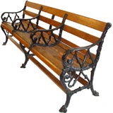 19th Century Cast Iron and Oak Bench