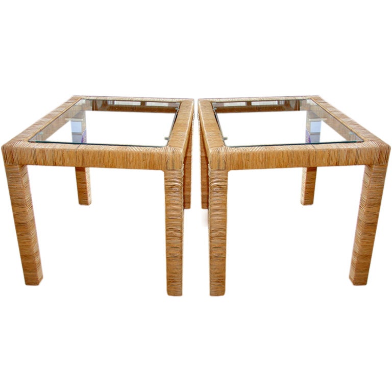 Pair of Wicker Parsons Tables