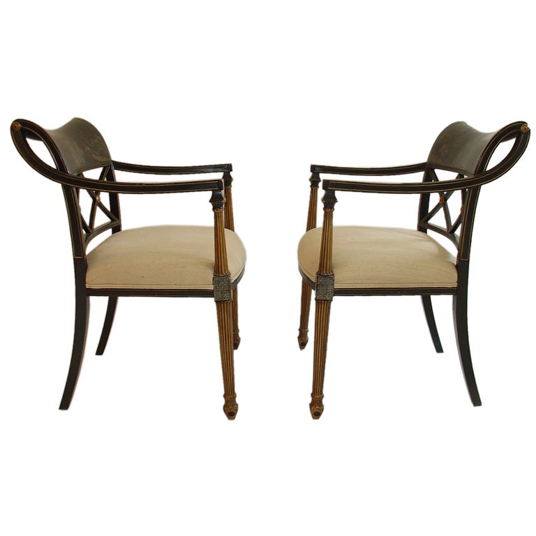 Pair of Asian Inspired Interior Craft Arm Chairs