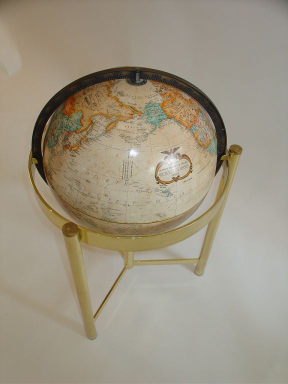 1970's  Replogle Globe On Brass Base