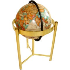 1970's  Replogle Globe On Brass Base