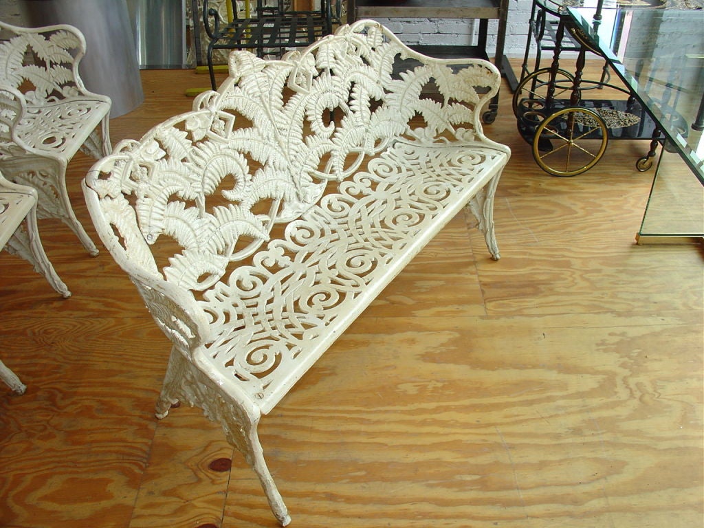 Fern and Blackberry Cast Iron Garden Bench and Two Chairs 4