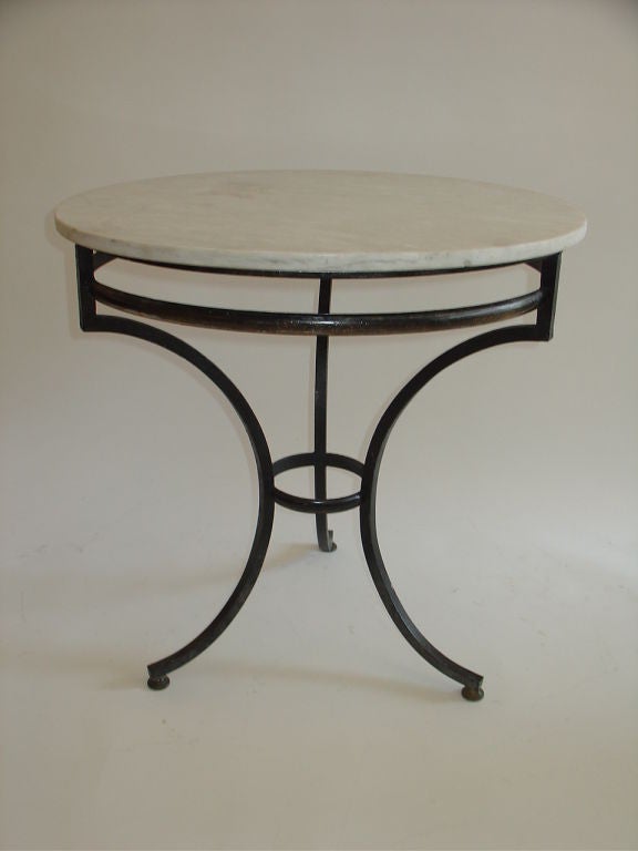 Italian Marble Topped Bistro Table With Two Chairs at 1stDibs