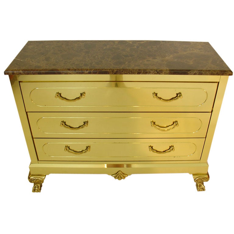 Unique Brass Chest of Drawers with Brass Claw and Ball Foot Legs