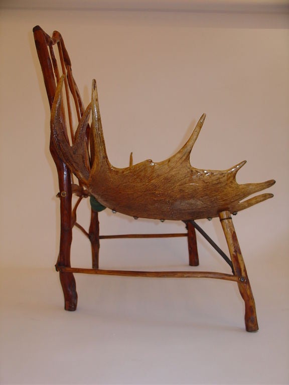 Adirondack Rustic Canadian Craftsman Moose Antler Chair