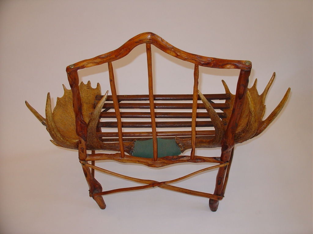 Hand-Crafted Rustic Canadian Craftsman Moose Antler Chair