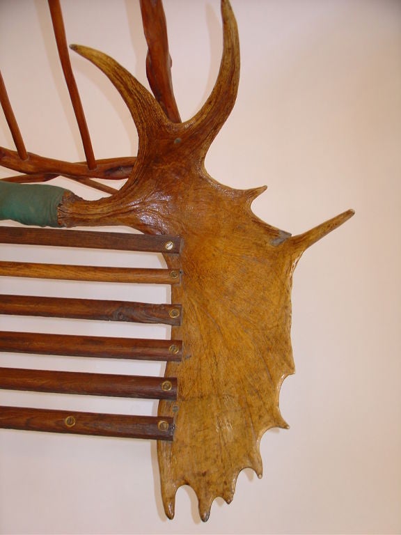 Rustic Canadian Craftsman Moose Antler Chair 3