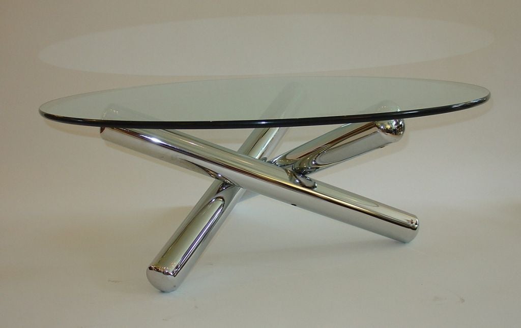 Milo Baughman Crome Coffee Table In Excellent Condition In Chicago, IL