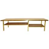 Harvey Probber Brass and Travertine Coffee Table