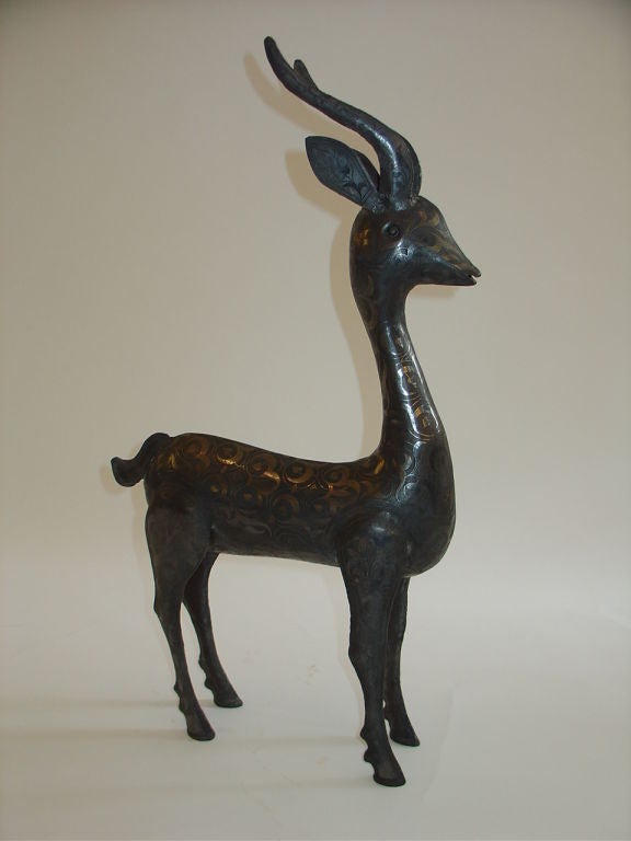 Indian Metal Deer Sculpture For Sale 1