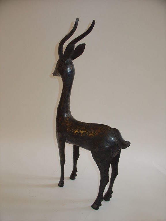 Mid-20th Century Indian Metal Deer Sculpture For Sale