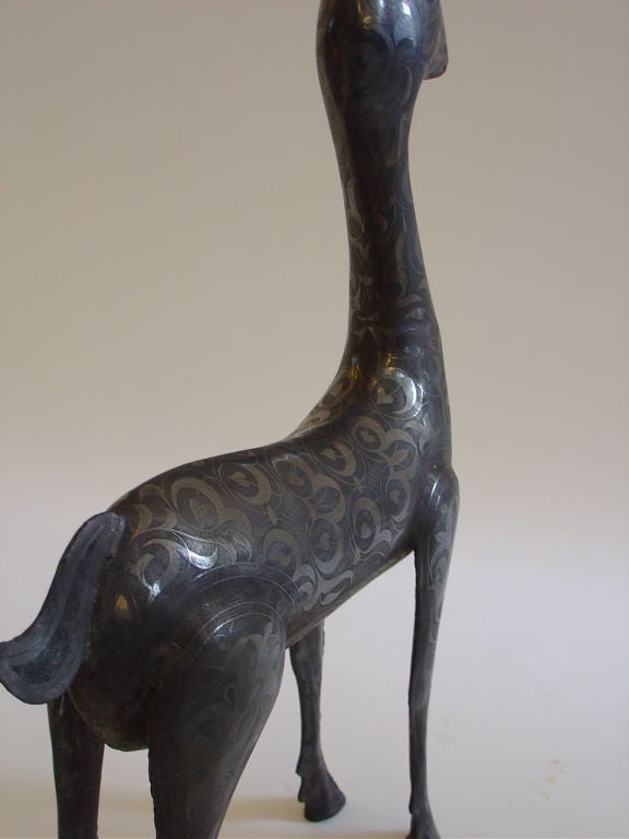 Mid-Century Modern Indian Metal Deer Sculpture For Sale