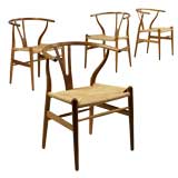 Wishbone chairs, set of four by Hans Wegner