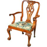 walnut open arm chair