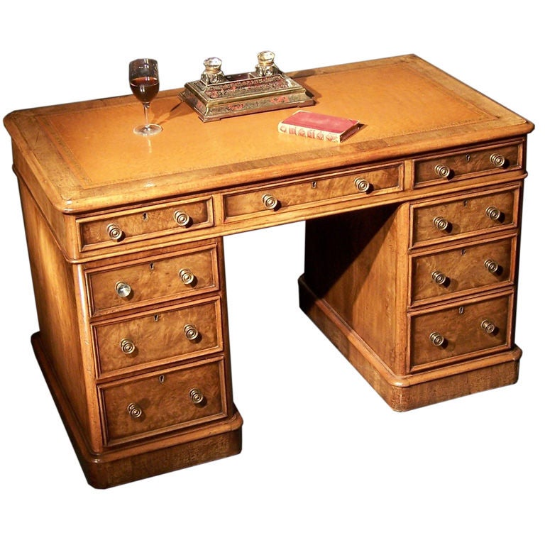 WALNUT PEDISTAL DESK