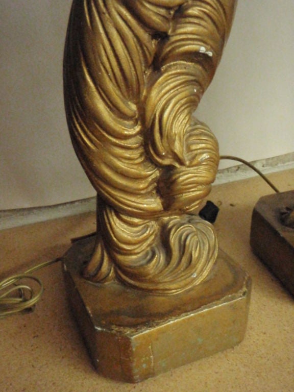 Pair plaster lamps in gold finish