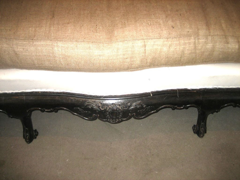 19th Century Italian sofa with ebonized carved frame For Sale