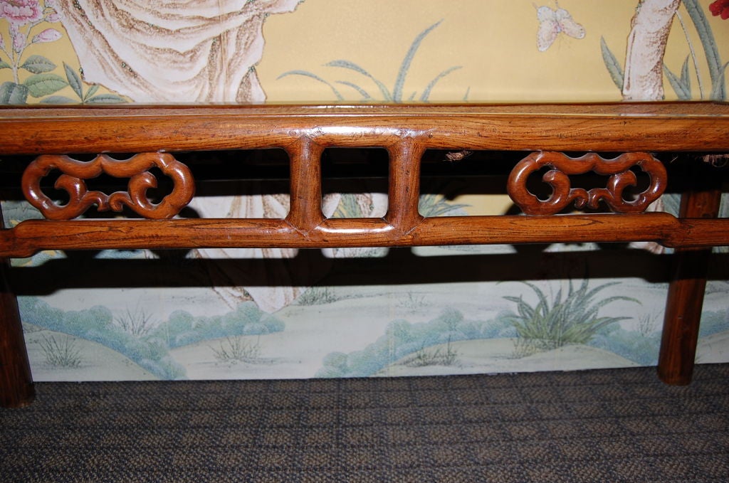 Chinese 19th Century Wooden Bench with Rattan Top In Good Condition In New York, NY