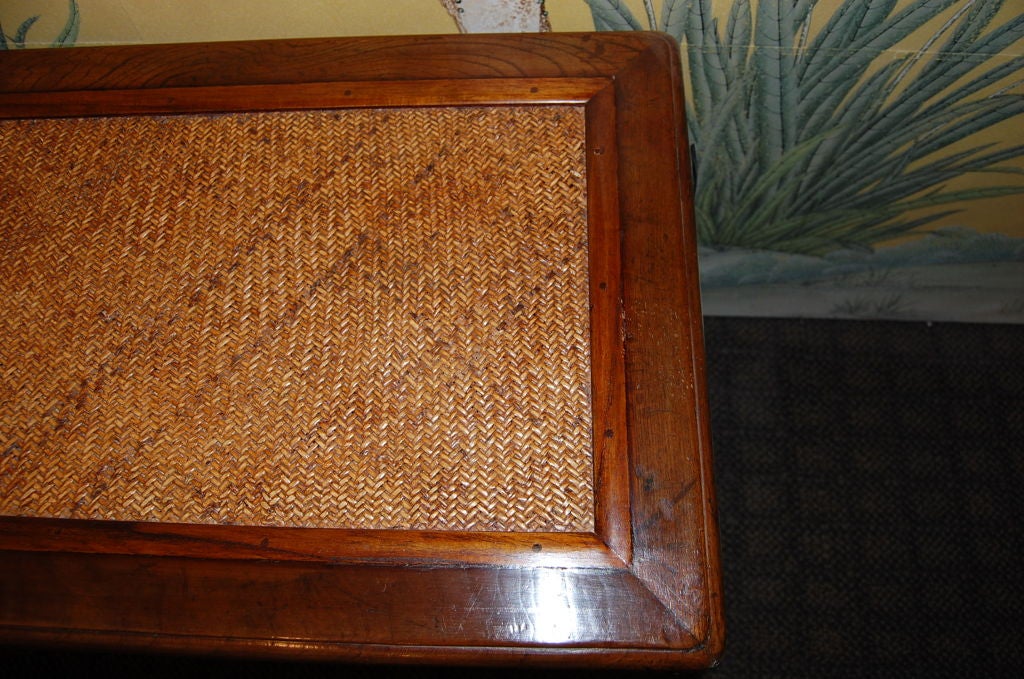 Chinese 19th Century Wooden Bench with Rattan Top 3