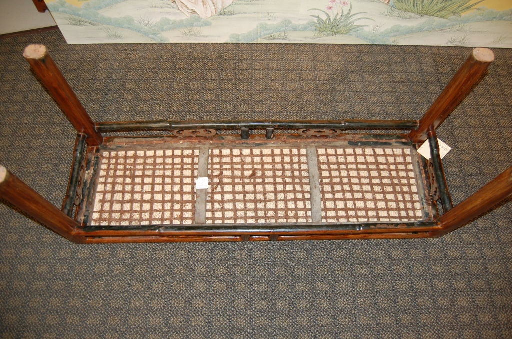 Chinese 19th Century Wooden Bench with Rattan Top 4