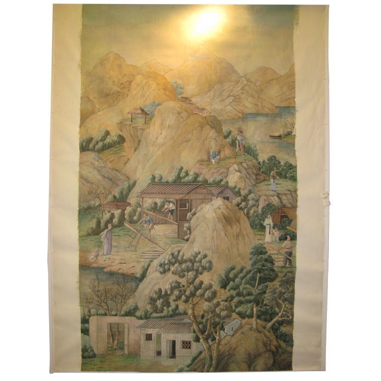 Very fine 18th Century Chinese handpainted wallpaper