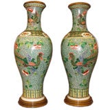 Pair of Large Famille Verte Chinese Vases as Lamps