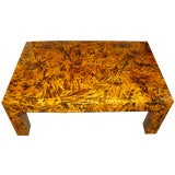 Lacquered faux tortoise shell coffee table