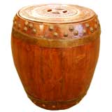 c. 1900 Fir wood Chinese rice barrel with removable lid