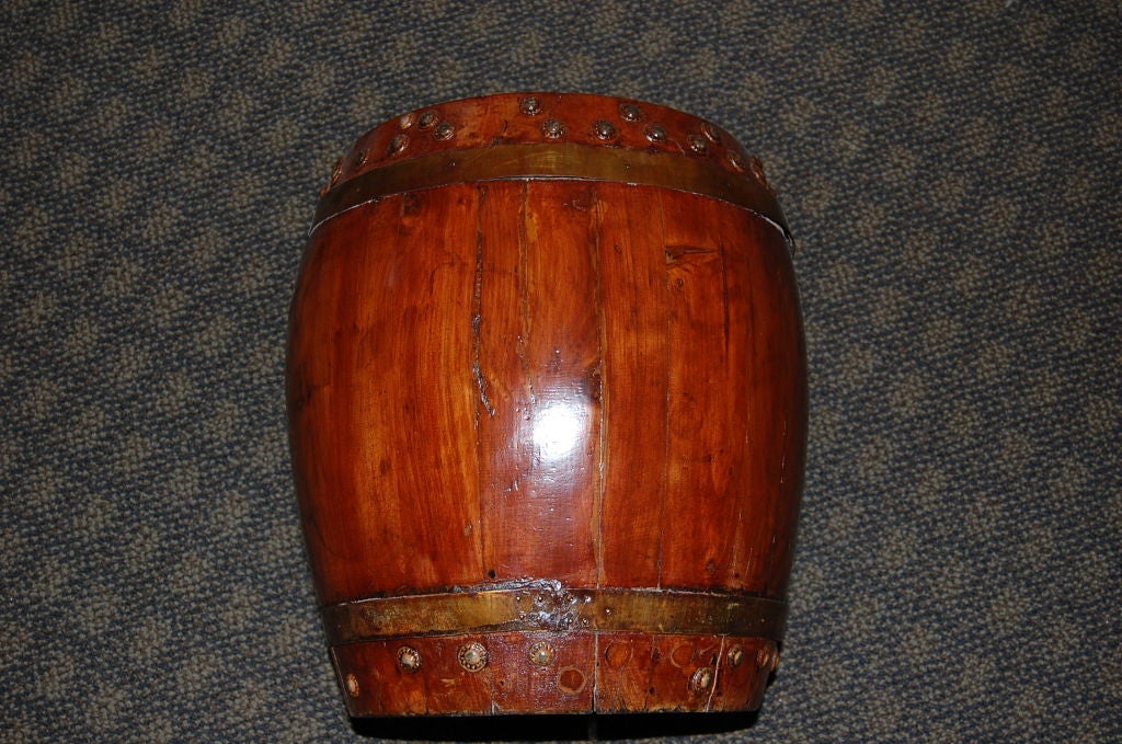 c. 1900 Fir wood Chinese rice barrel with removable lid at 1stDibs