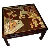 Table with inlaid Chinese L.18th/E.19th c. Coromandel panel top