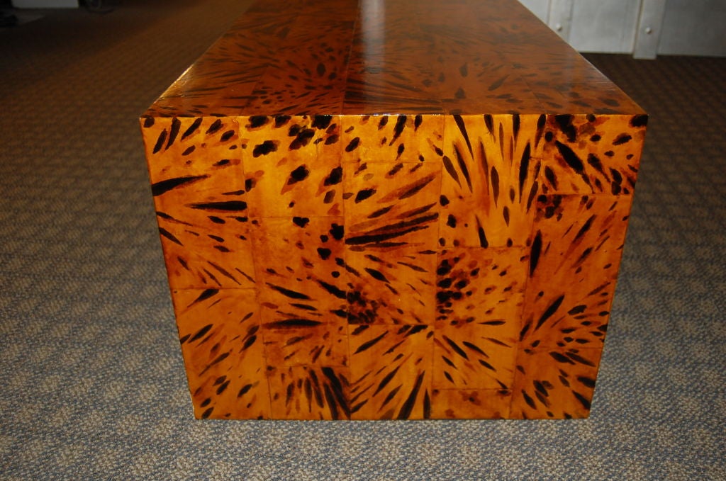 Handpainted faux tortoise shell waterfall coffee table In Excellent Condition In New York, NY