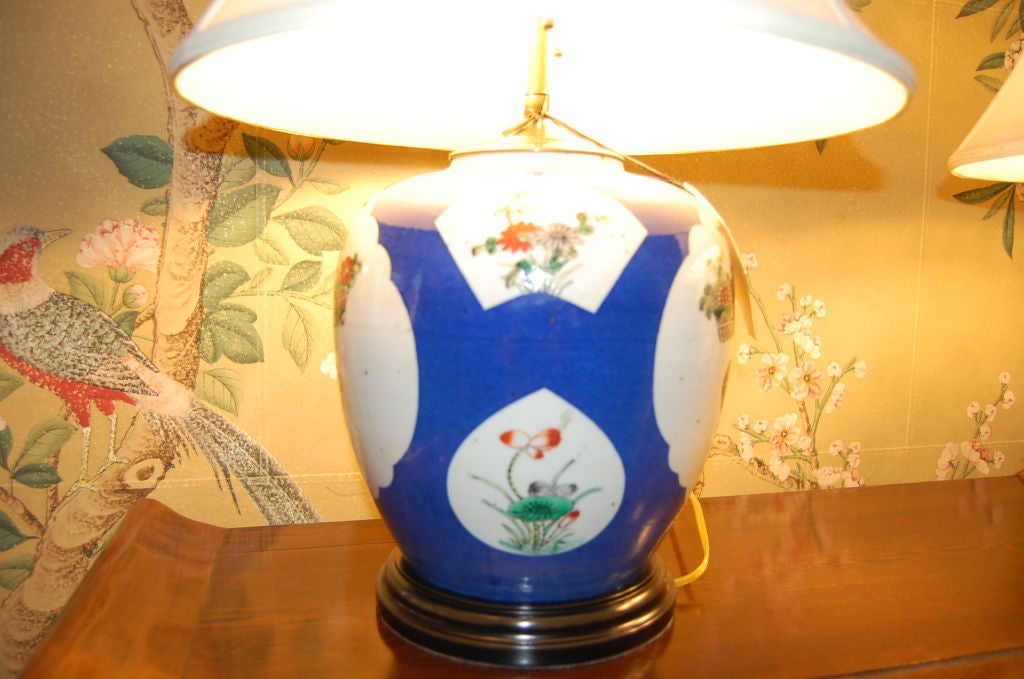 20th Century Pair of 19th century Chinese ginger jars as lamps