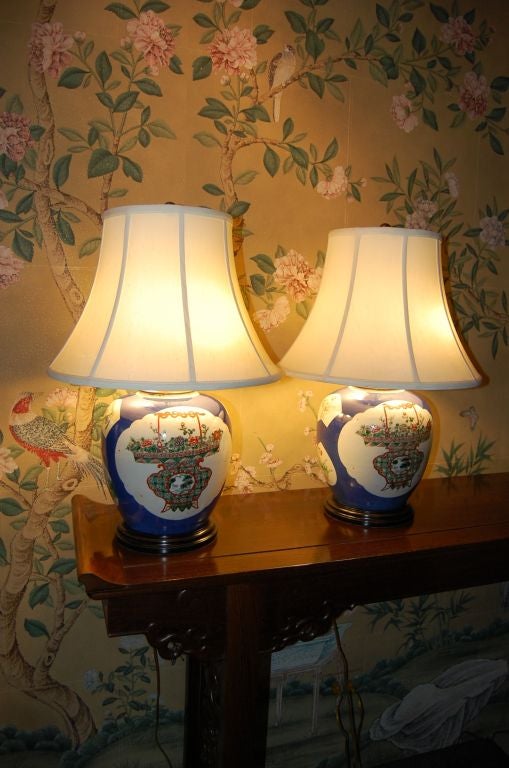 Pair of 19th century Chinese ginger jars as lamps 1