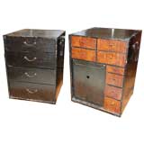 Pair of 19th century Japanese wooden boxes with drawers