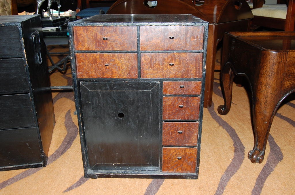 Pair of 19th century Japanese wooden boxes with drawers
