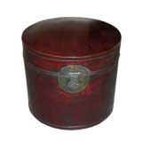 c. 1900 Chinese red leather barrel