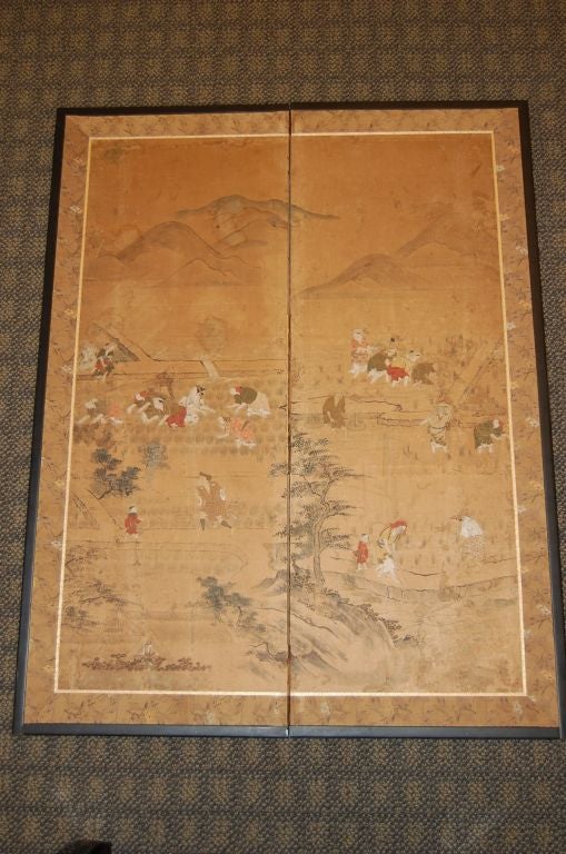 Set of three Japanese 18th century two panel screens 6