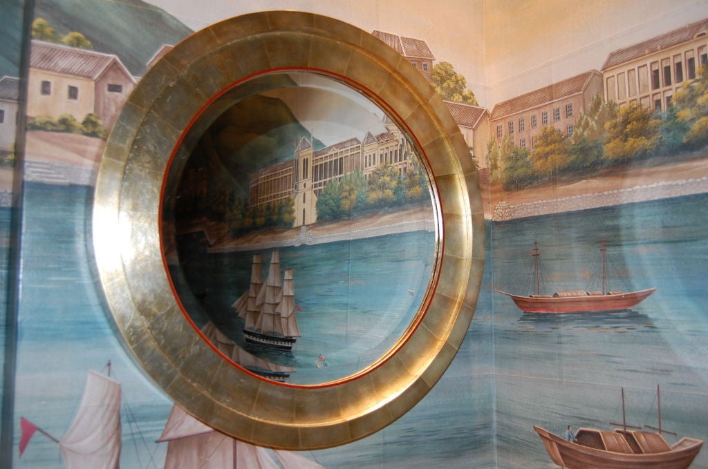 Bulls Eye Mirror with Silver or Gold Tea Leaf Frame