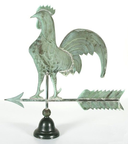 ROOSTER WEATHERVANE WITH EXCELLENT VERDIGRIS SURFACE 5