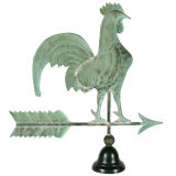 Vintage ROOSTER WEATHERVANE WITH EXCELLENT VERDIGRIS SURFACE